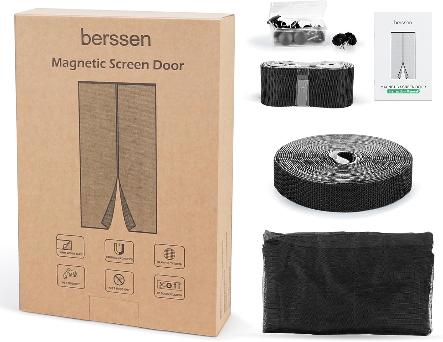 Thumbnail 5 de Zanzariera magnetica per porta e finestra 120 x 220 cm con rete fine nero (chiusura automatica)