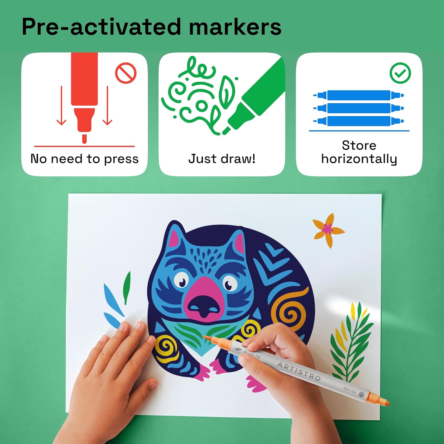 Thumbnail 6 de Artistro 24 feutres acryliques double pointe 🎨