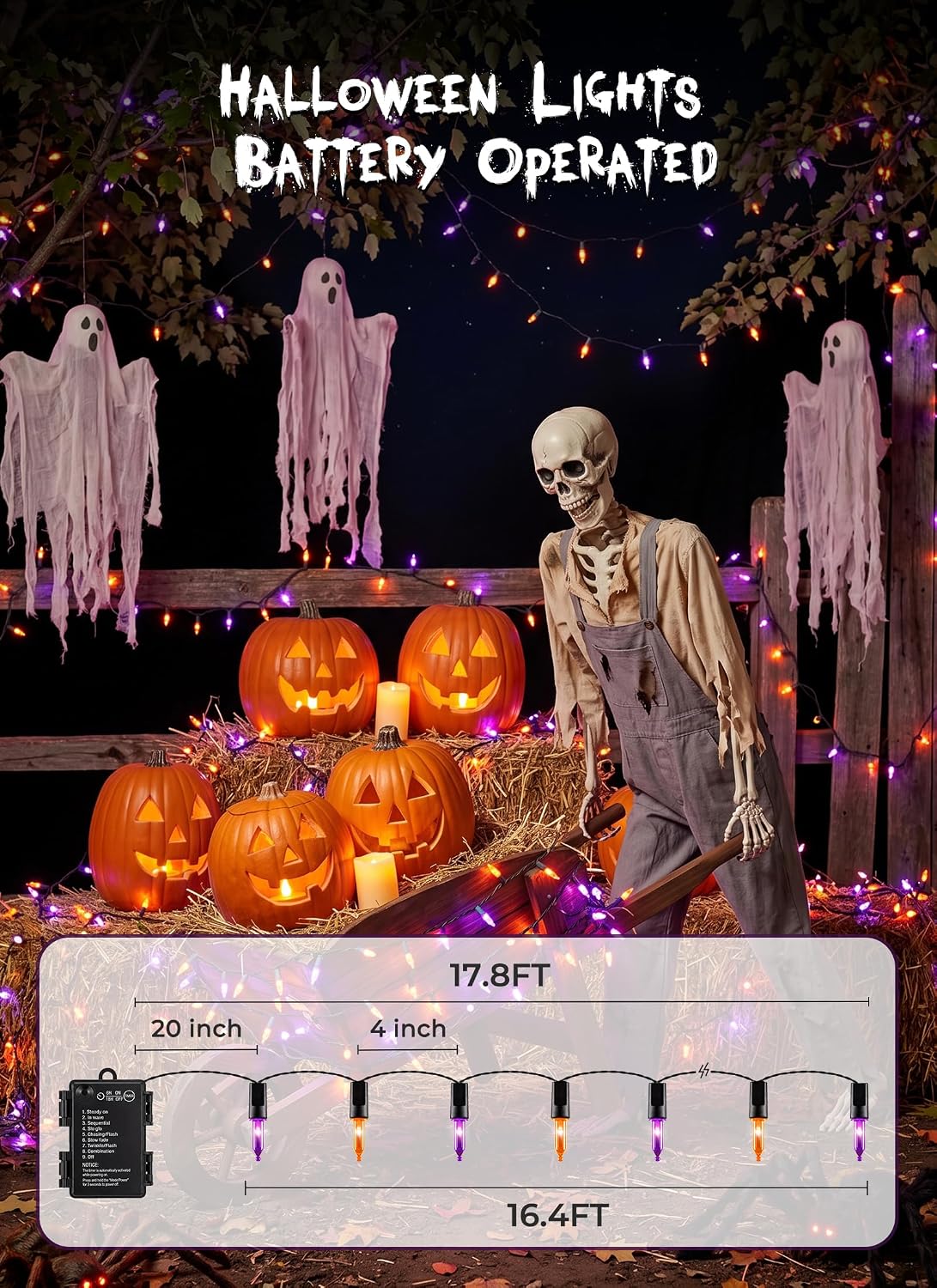Detalle 2 de Brightown Halloween String Lights, 100 LEDs