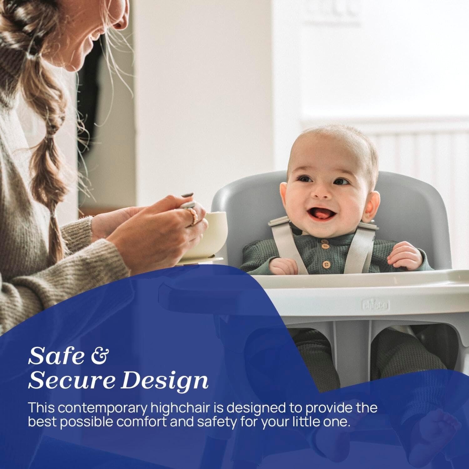 Thumbnail 4 de Chicco Zest 3-in-1 Folding Highchair (Moon Grey) – grows with your child