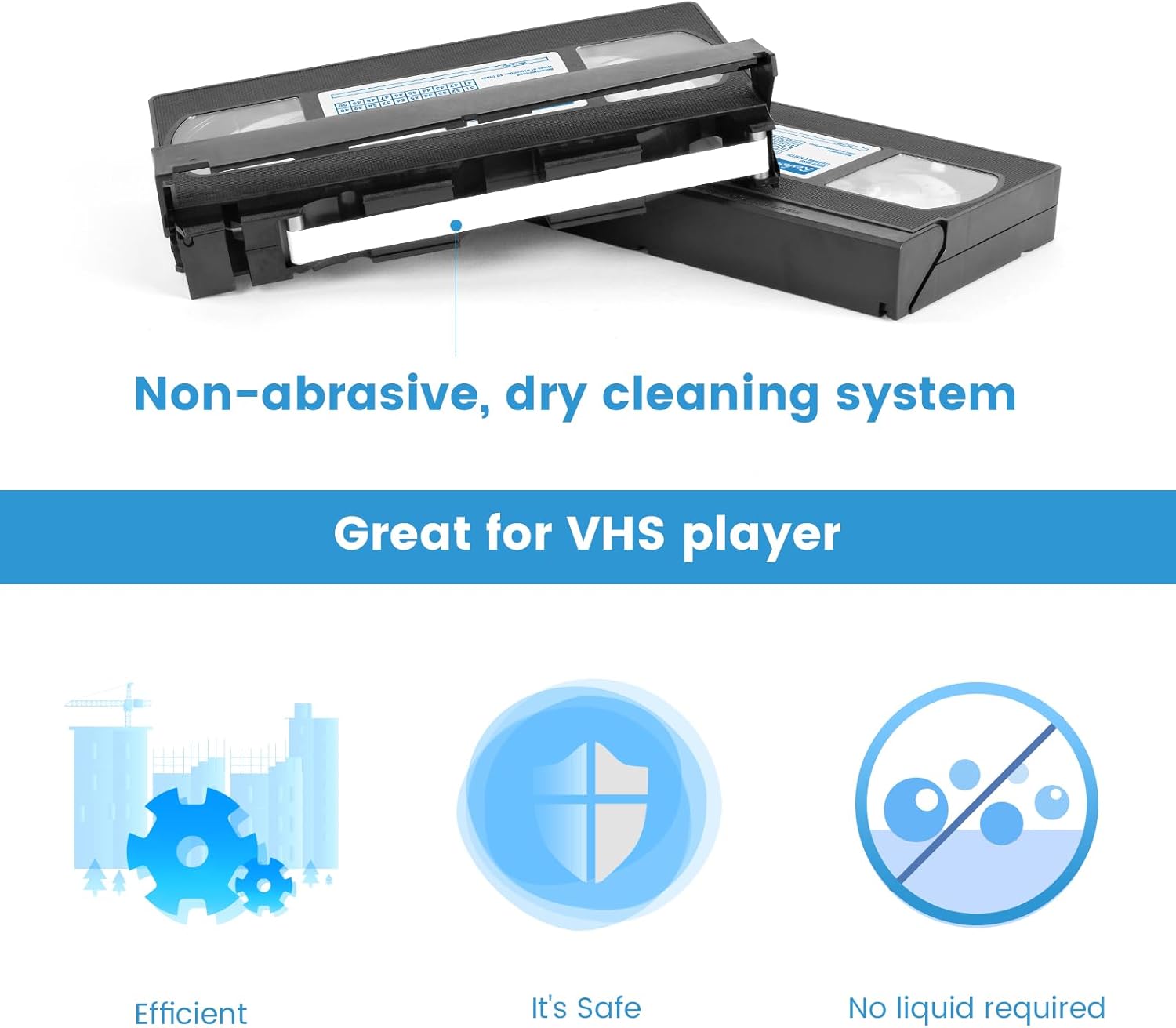 Detalle de Reshow VHS Video Head Cleaner for VHS/VCR Players – Dry, Reusable, 30 Uses