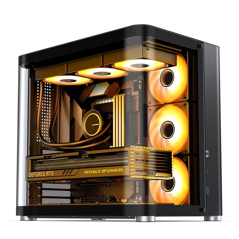 Detalle de Torre PC Jonsbo TK-2 2.0 negra ATX/ITX/Mini-ATX con vidrio templado