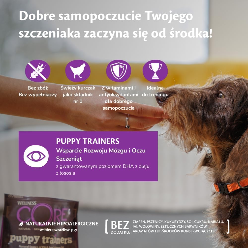 Detalle 2 de Wellness CORE Puppy Trainers – przysmaki dla szczeniąt, kurczak i marchewka, 170 g