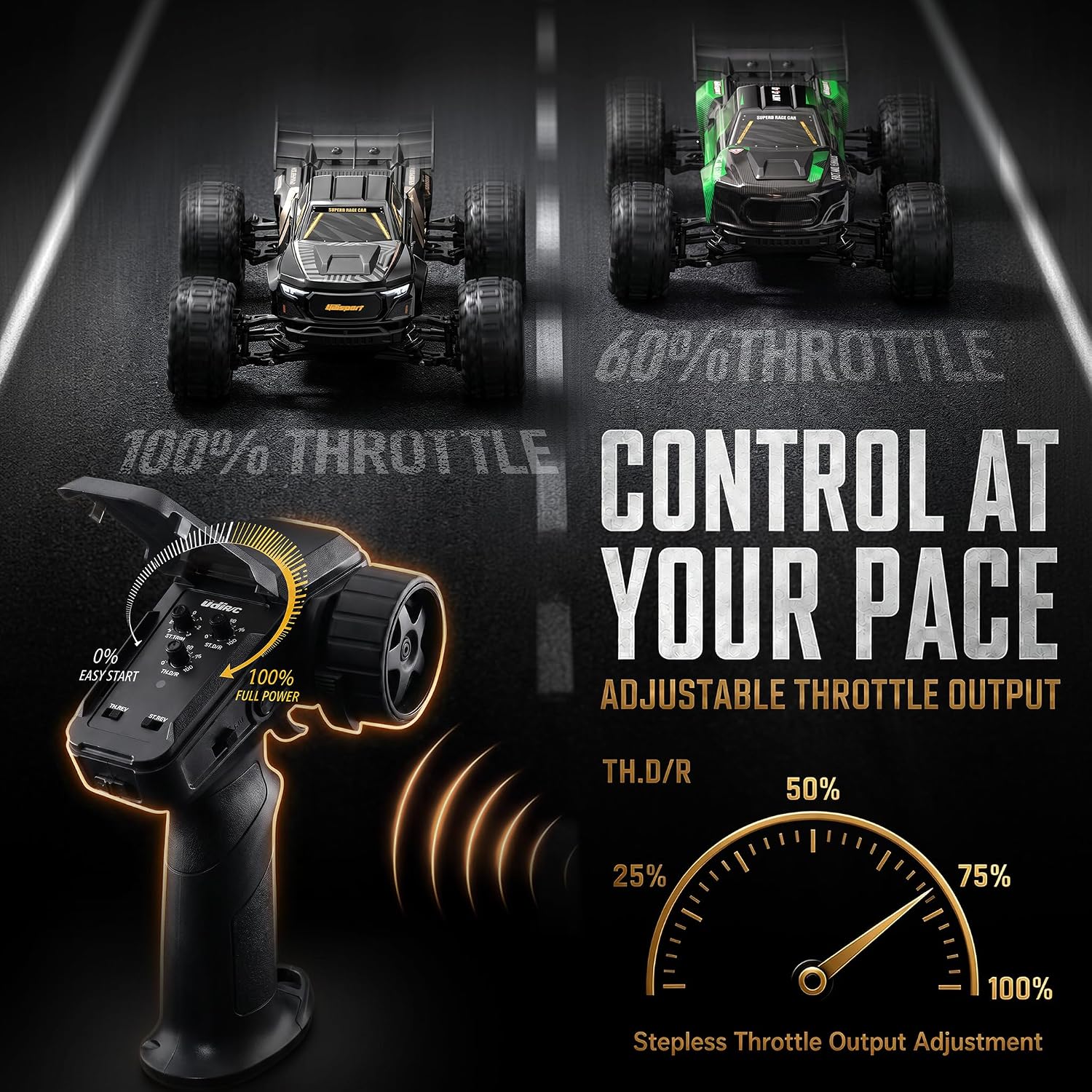 Thumbnail 3 de UDIRC UD1401 1/14 Brushless RC Truck, 4WD, Gold, 45A ESC