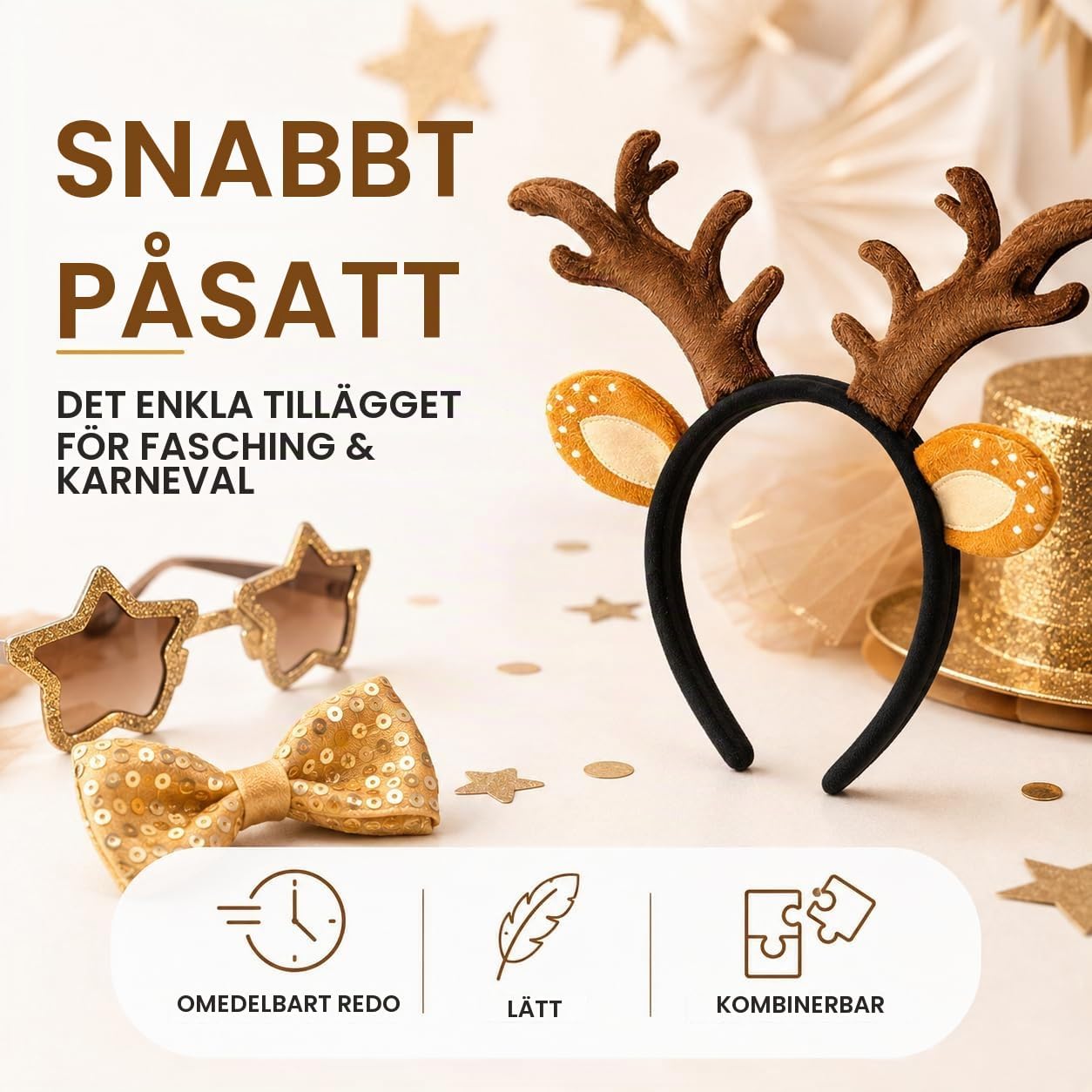 Detalle 2 de TK Gruppe Timo Klingler hårband med renhorn för karneval och maskerad