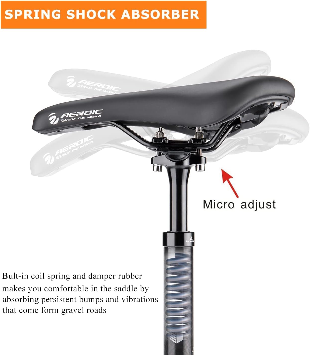 Thumbnail 2 de GEWAGE Tige de selle à ressort en aluminium 6061-T6 avec diamètre 31,6 mm (400 mm) pour MTB, course, BMX et eBike