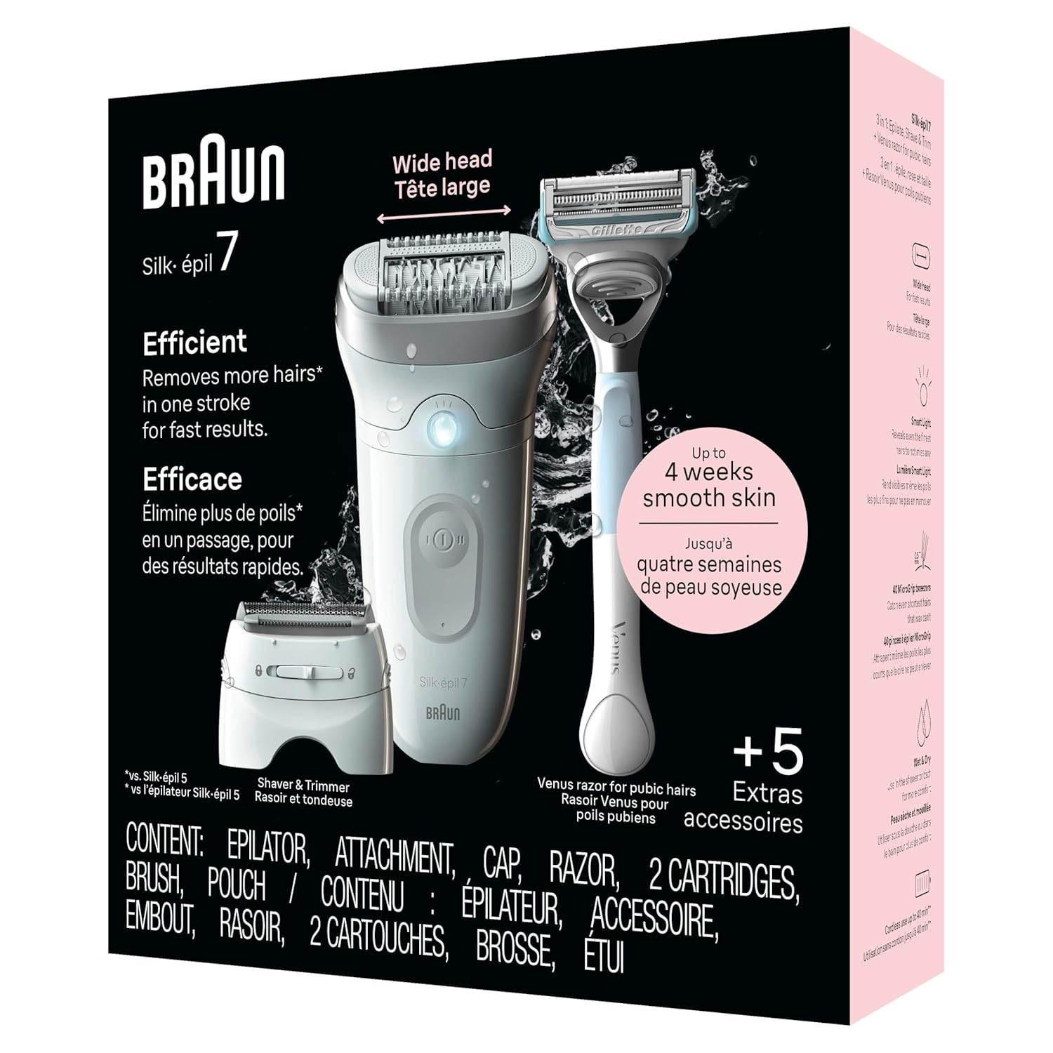 Thumbnail 6 de Braun Silk-épil 7 Epilator SE7-141 — Wet & Dry, Wide Head with Venus Razor, Shaver Head & Trimmer Comb