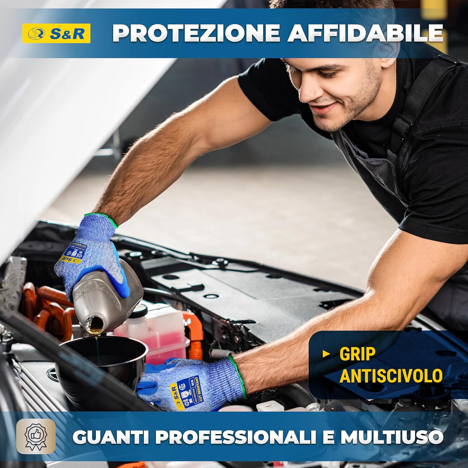 Thumbnail 3 de Guanti Antitaglio S&R: Tungsteno e Nitrile, Taglia 10 (Nivel 5) per Lavoro, Giardinaggio e Cucina