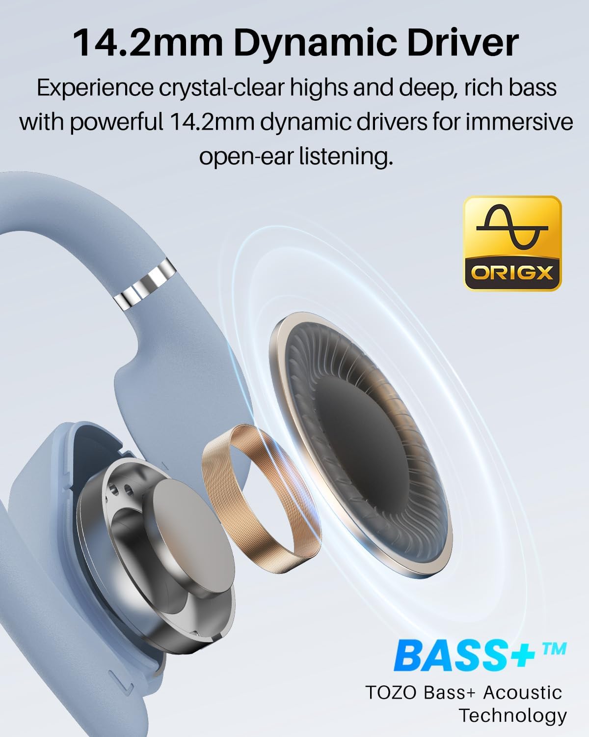 Detalle de TOZO OpenWear Open-Ear Headphones with AI Translation (164 languages) and Bluetooth 5.4, Fast Charging & ENC