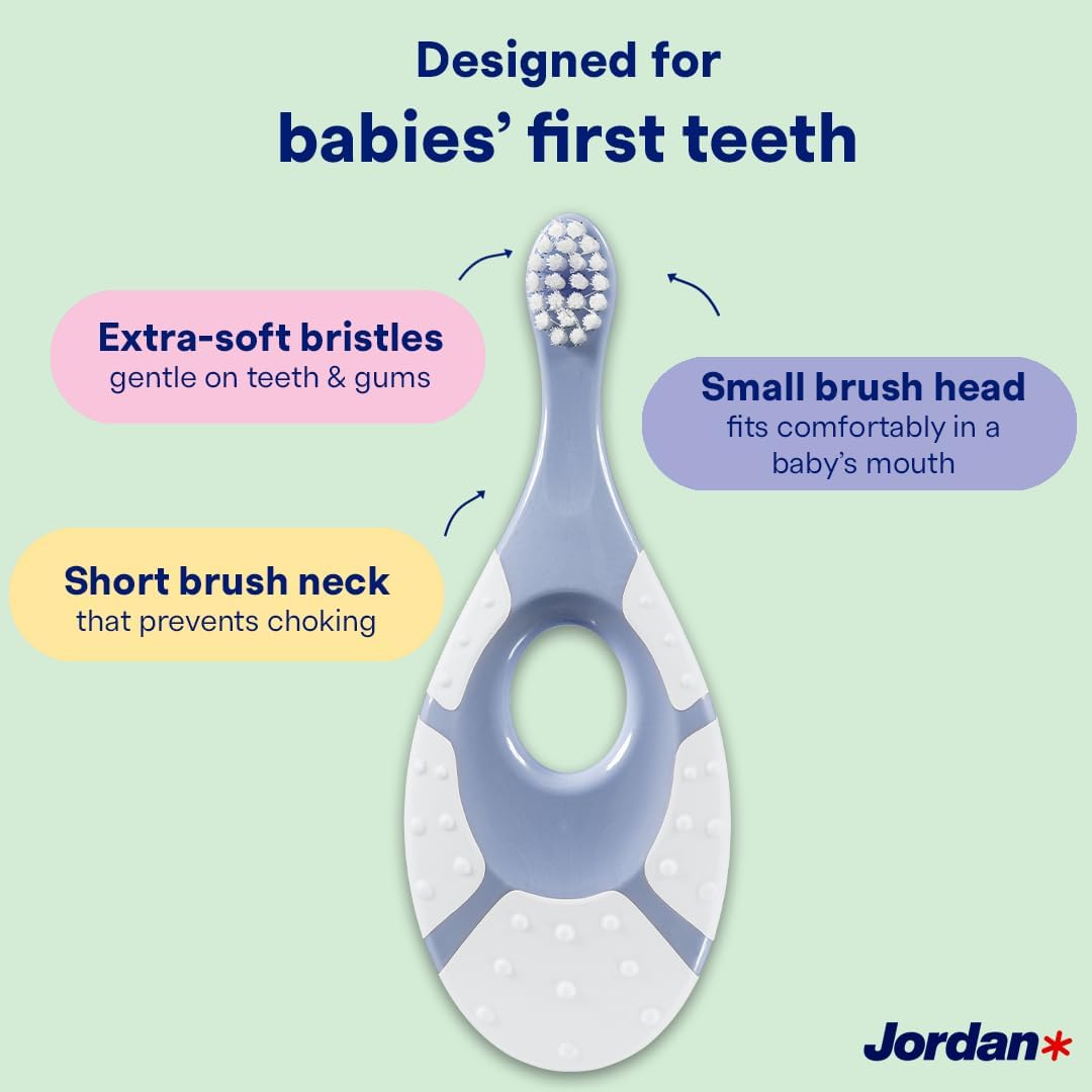 Detalle 2 de Jordan* Step 1 Green Clean Toddler Toothbrush Pack of 3 — 0-2 Years, Bio-based Bristles