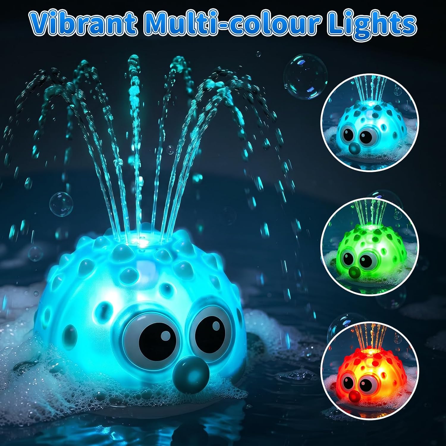 Thumbnail 2 de QASUN Colourful Light-Up Bath Toy: Pufferfish Sprays, Glows and Plays