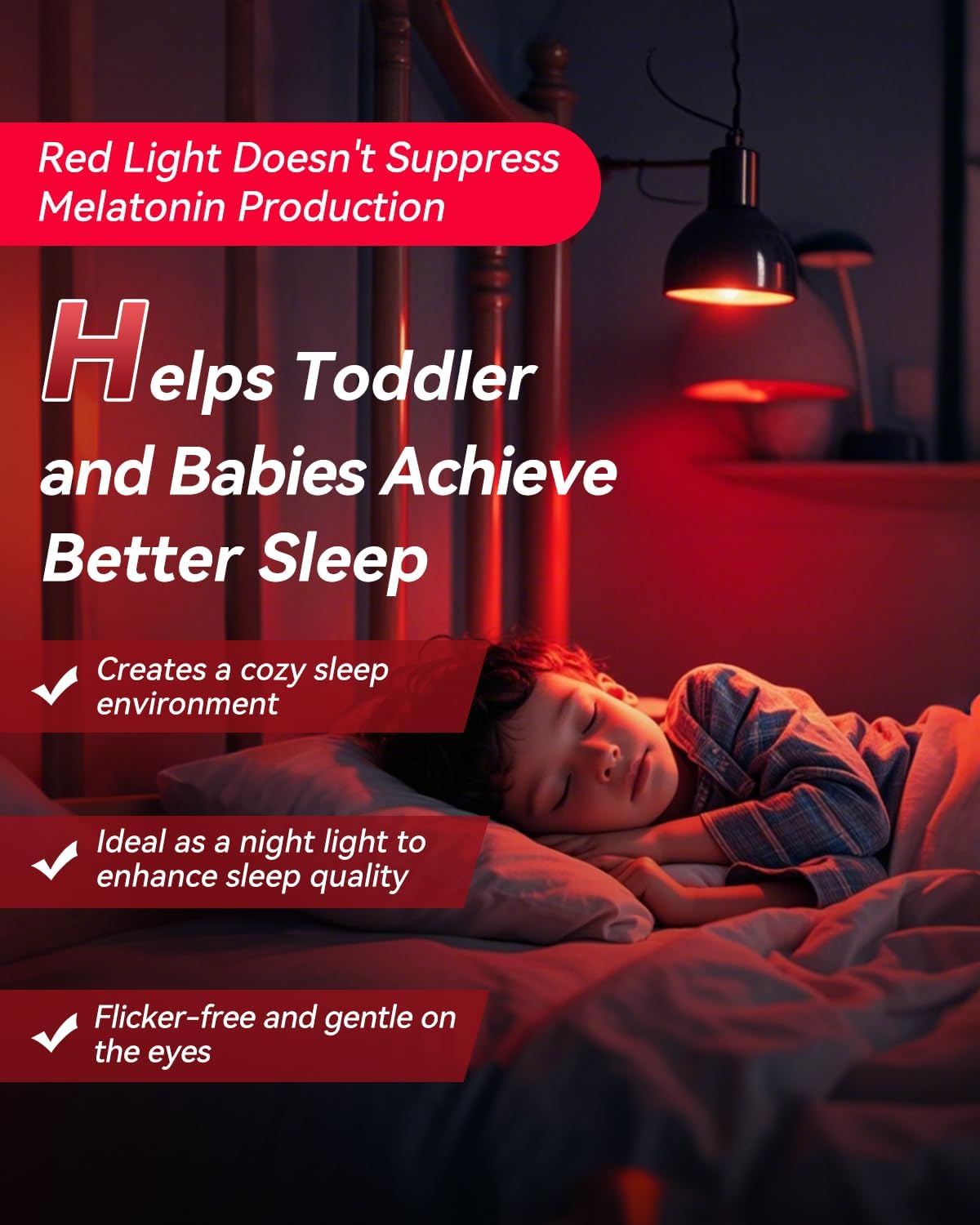 Detalle de Neporal Red Light Bulbs for Sleep 9W (6-Pack) – 625nm Red Night Light for Melatonin Support