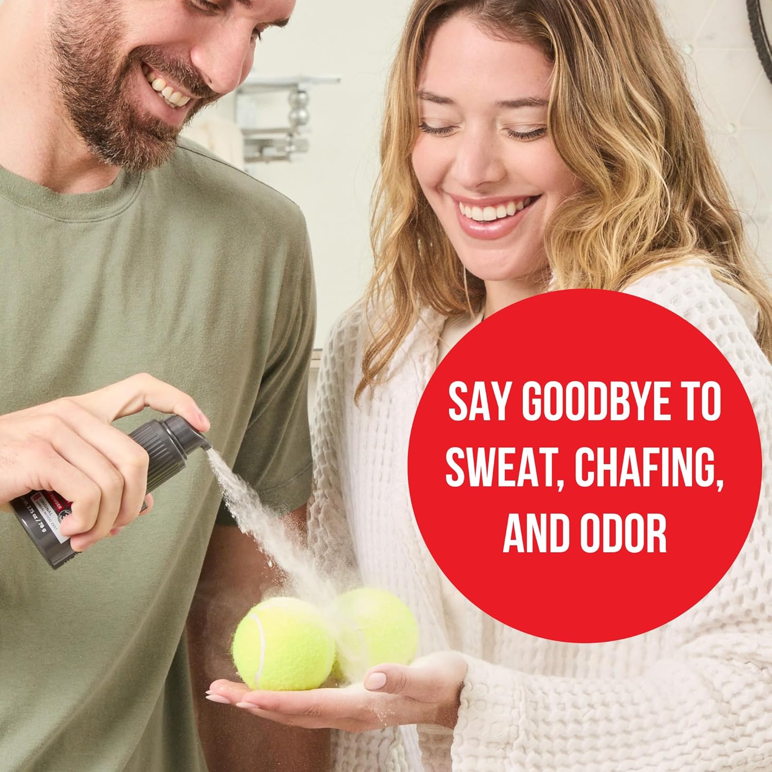 Detalle de HAPPY NUTS Comfort Powder Spray (Talc-Free) for Anti Chafing & Men’s Deodorant, Aluminum-Free