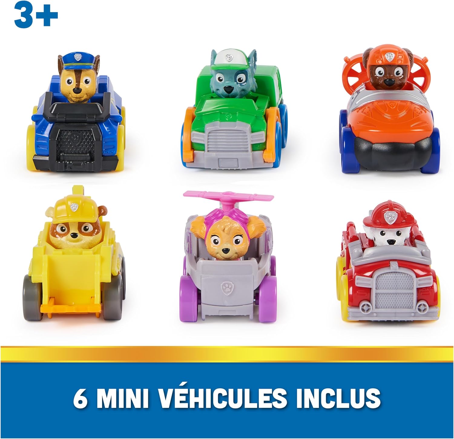 Detalle de Coffret Cadeau Paw Patrol Pat Patrouille – 6 Racers Pup Squad (voitures + chiots) à collectionner