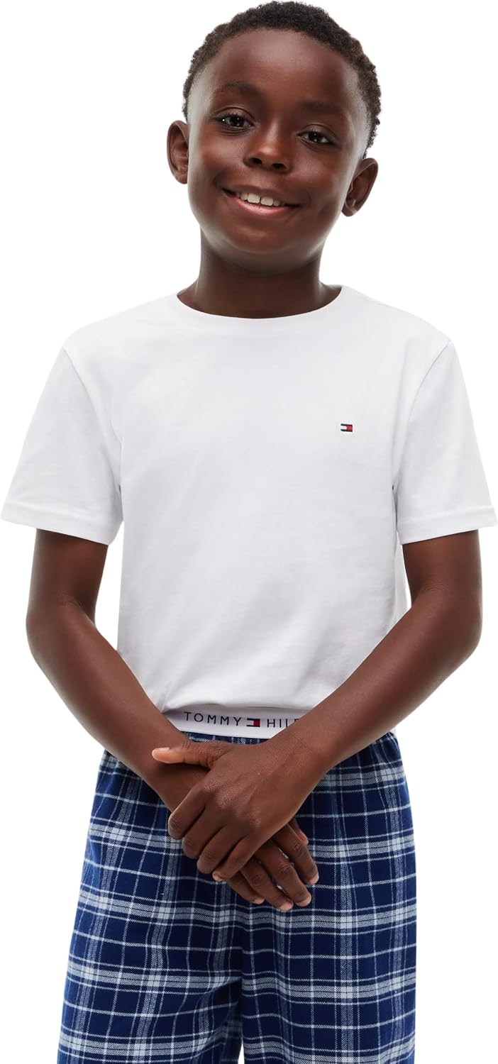 Detalle de Tommy Hilfiger Jungen 2er Pack T-Shirts Kurzarm Rundhalsausschnitt – Desert Sky/White, 12–14 Jahre