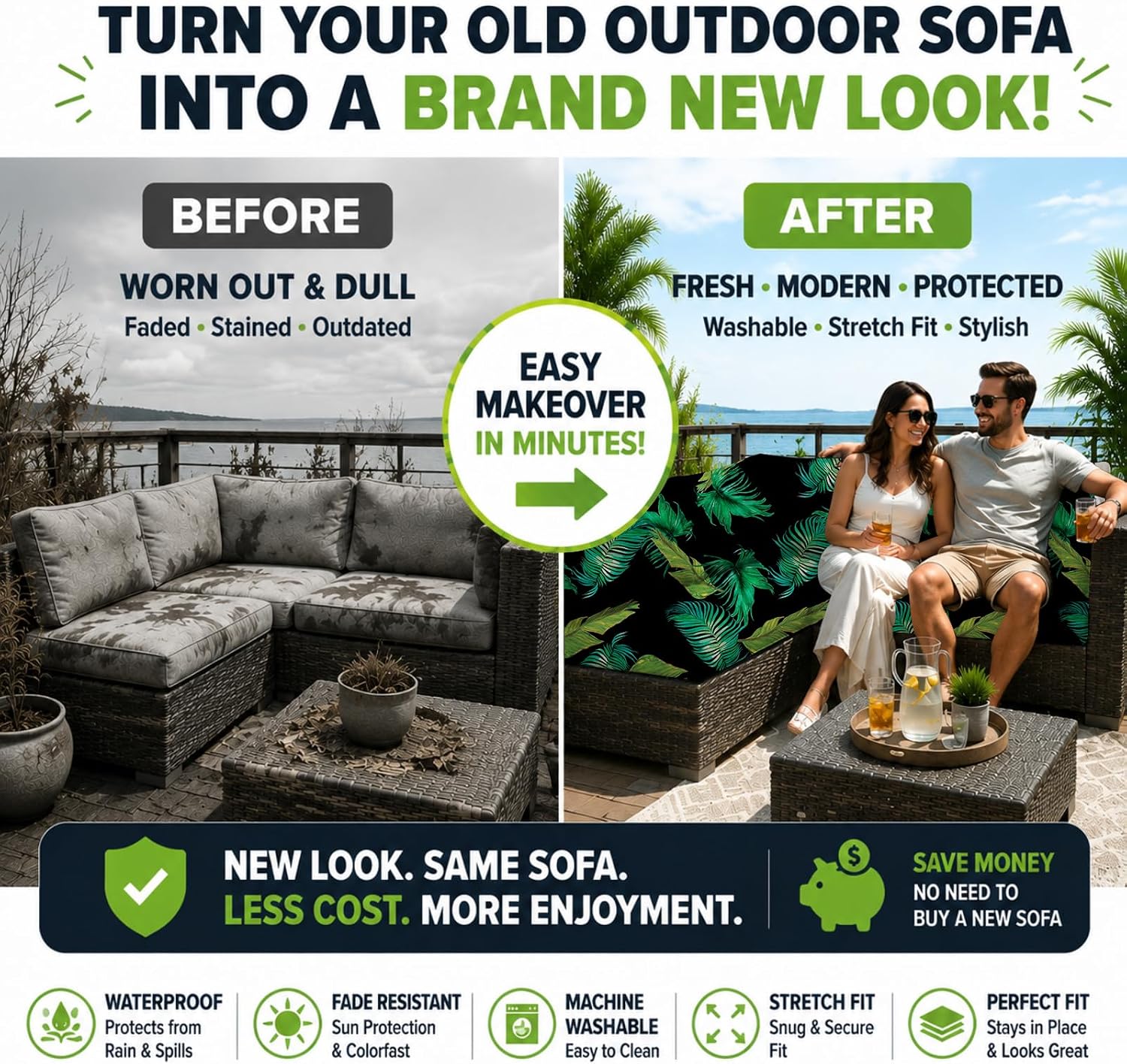 Detalle de Outdoor Cushion Covers, 8-Piece Set