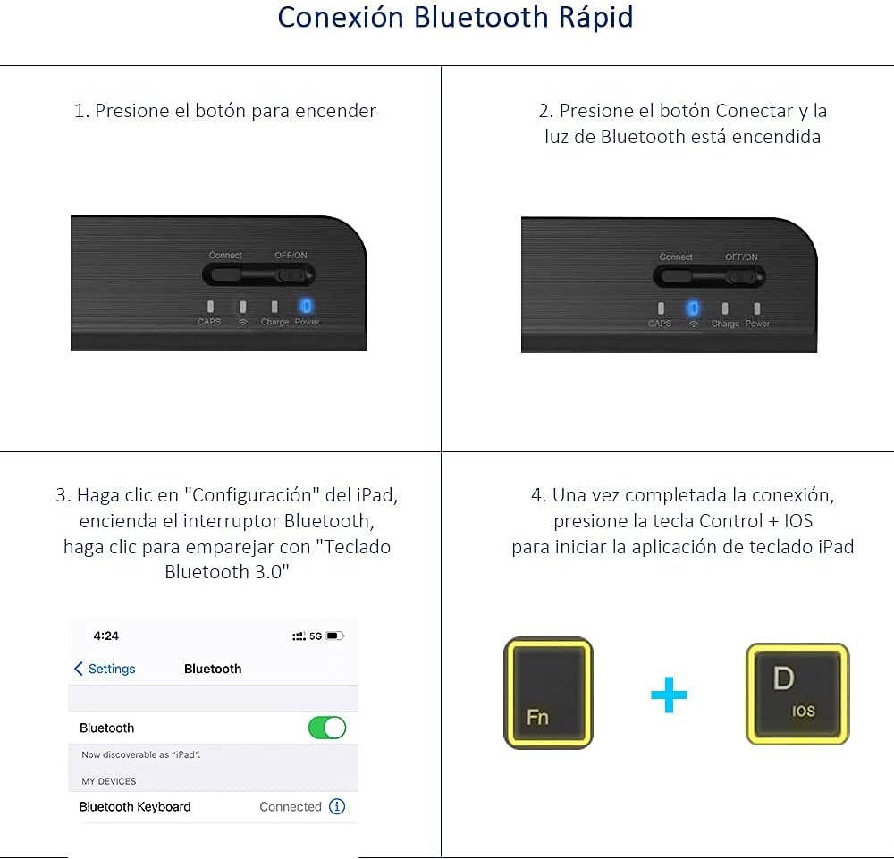 Thumbnail 5 de memumi Bluetooth Teclado Español Ñ con Retroiluminación RGB
