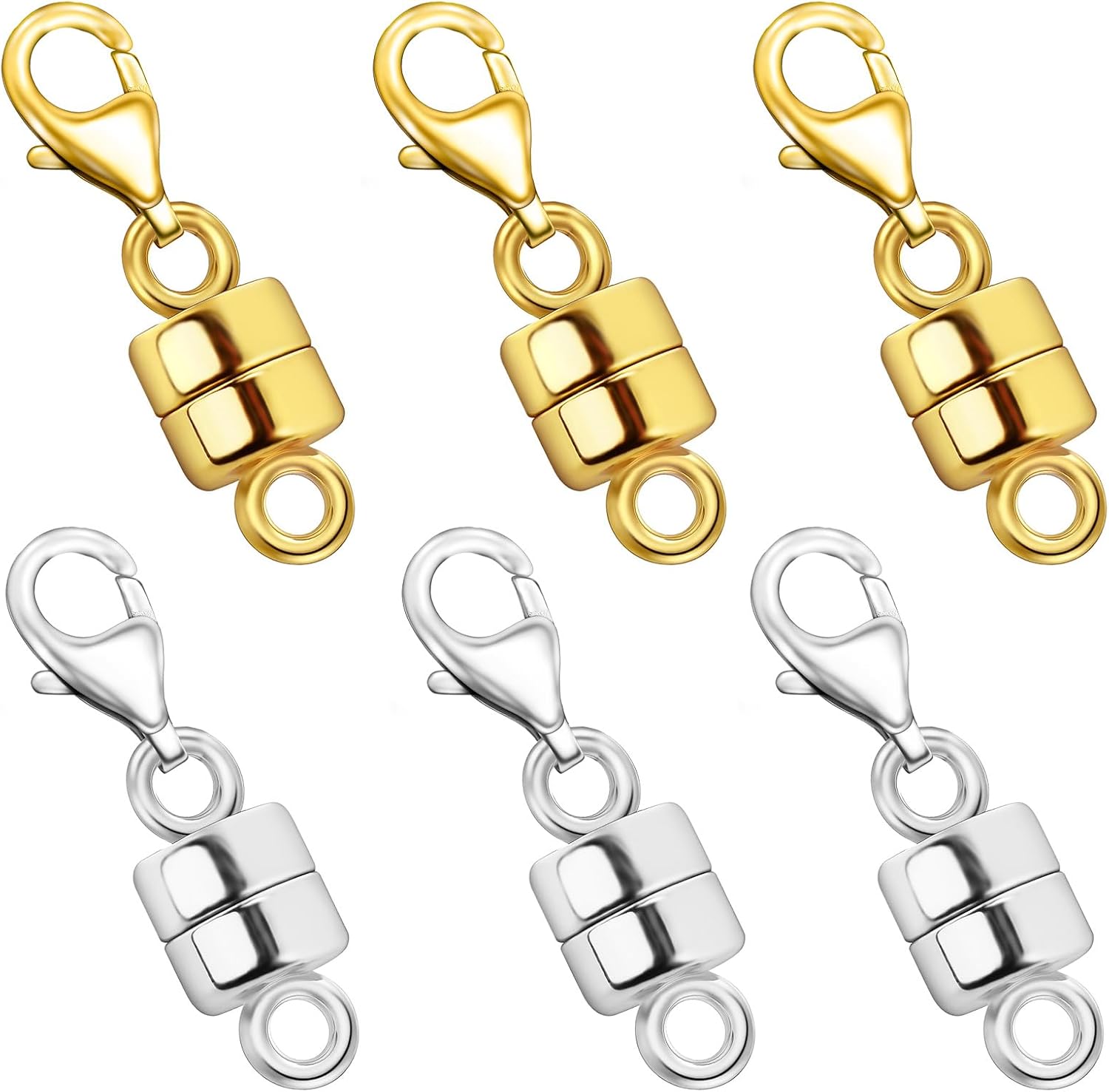 Detalle de Qulltk Big-Dan-3J3Y Magnetic Necklace Clasps, Brass, 3 Gold & 3 Silver