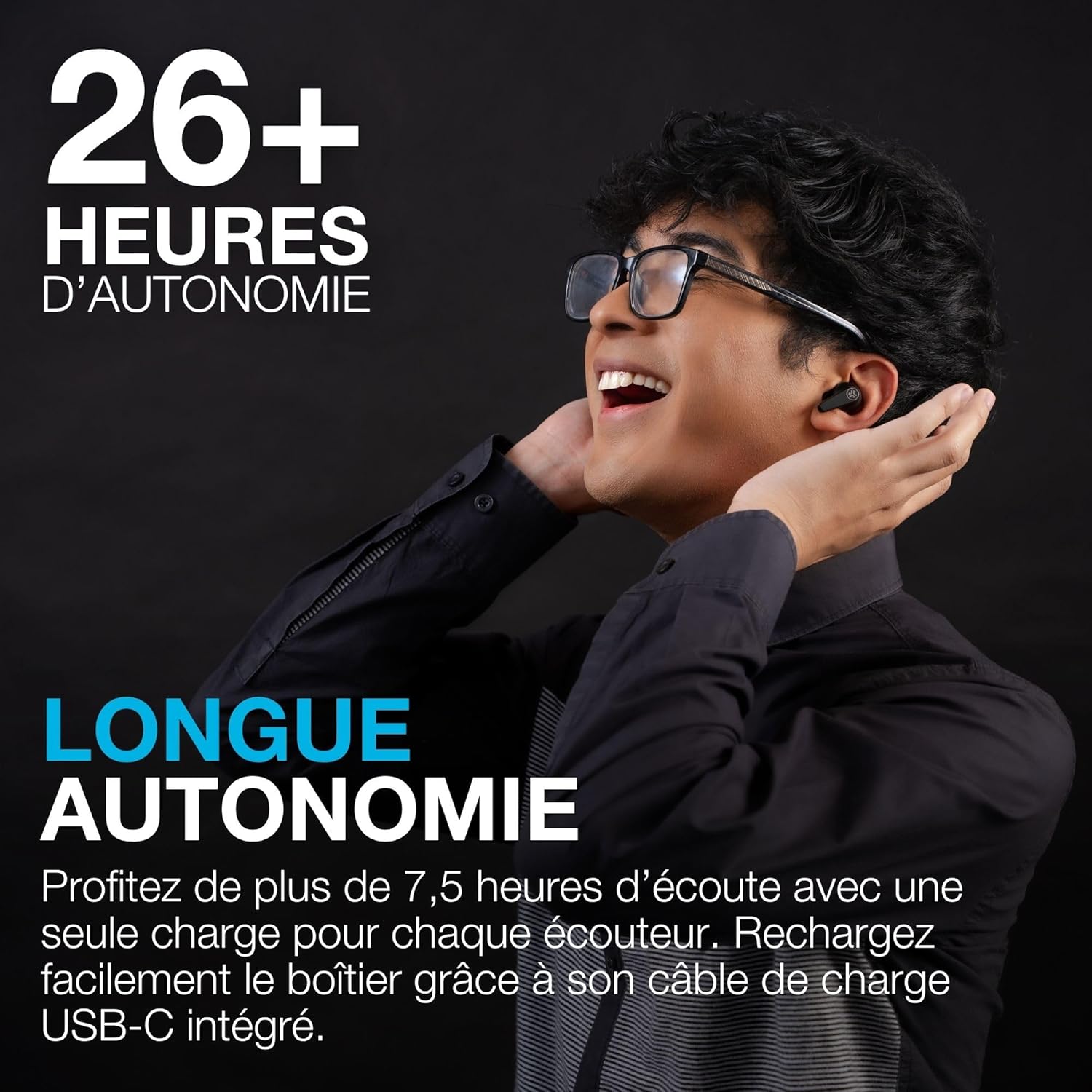 Thumbnail 3 de JLab Go Pods ANC — écouteurs Bluetooth intra-auriculaires avec réduction de bruit hybride, 26 h d’autonomie et IP55