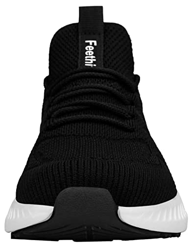 Detalle 2 de Feethit Zapatillas Hombre para Caminar y Running – Negro/Blanco, Talla 42