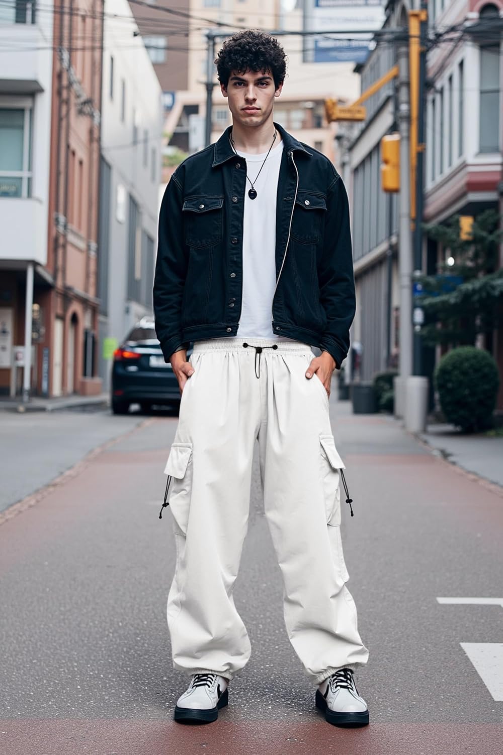 Thumbnail 4 de JMIERR Men's Baggy Cargo Pants - Trendy Parachute Joggers for Streetwear & Outdoors