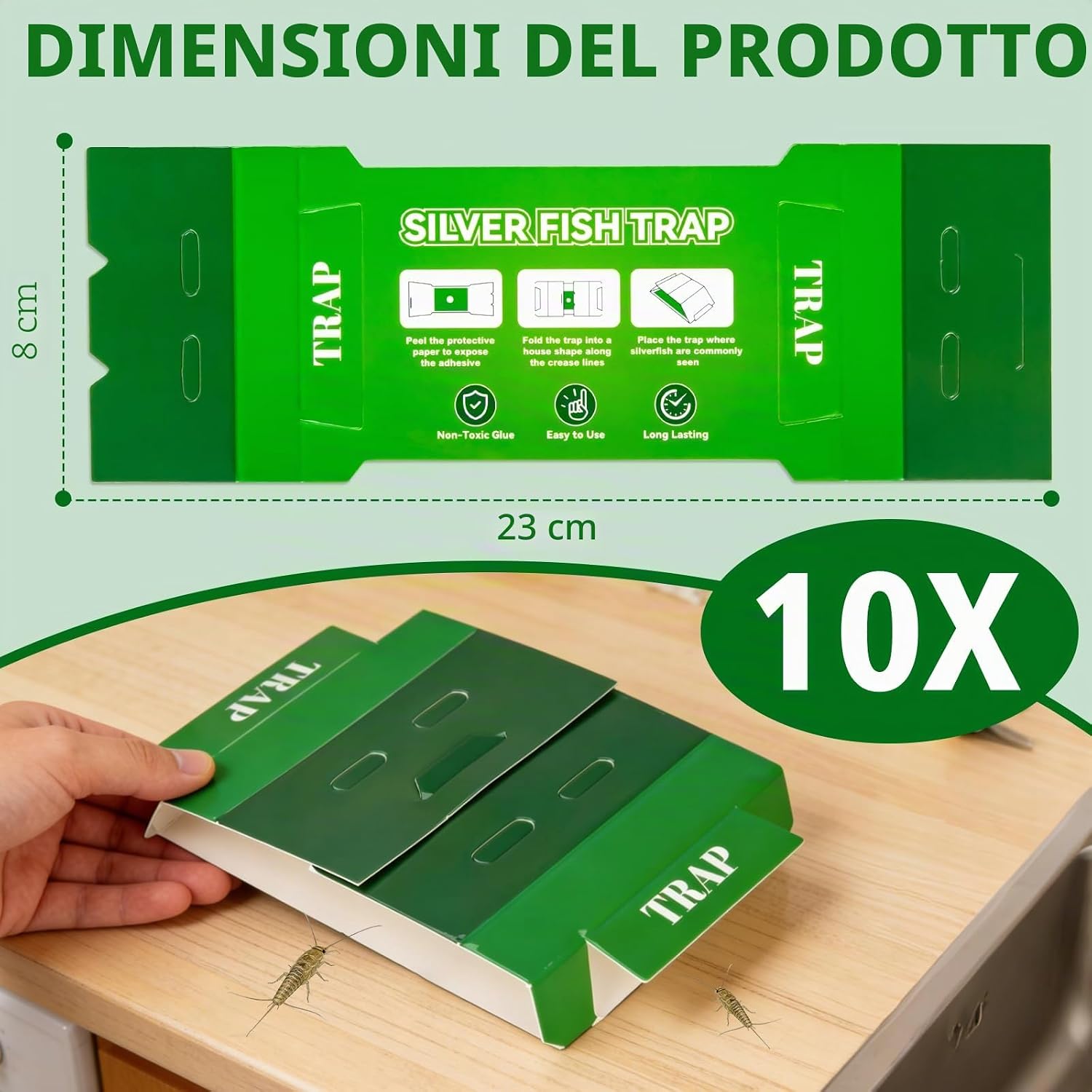 Thumbnail 1 de Pesciolini d'argento Trappole Scarafaggi - 10 Trappole adesive efficaci e sicure per casa