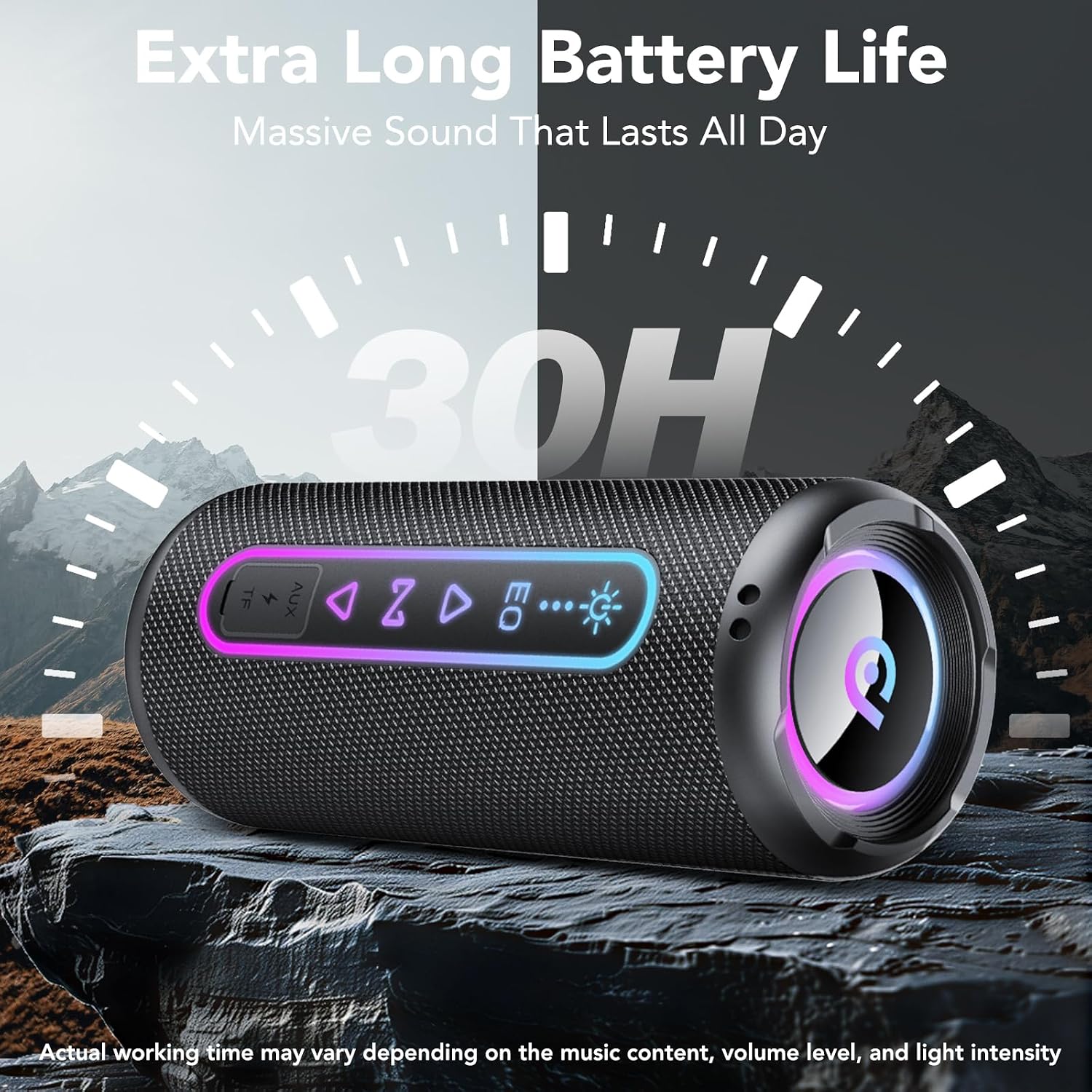 Detalle de Bluetooth Speaker with RGB Lights and 30-Hour Battery Life