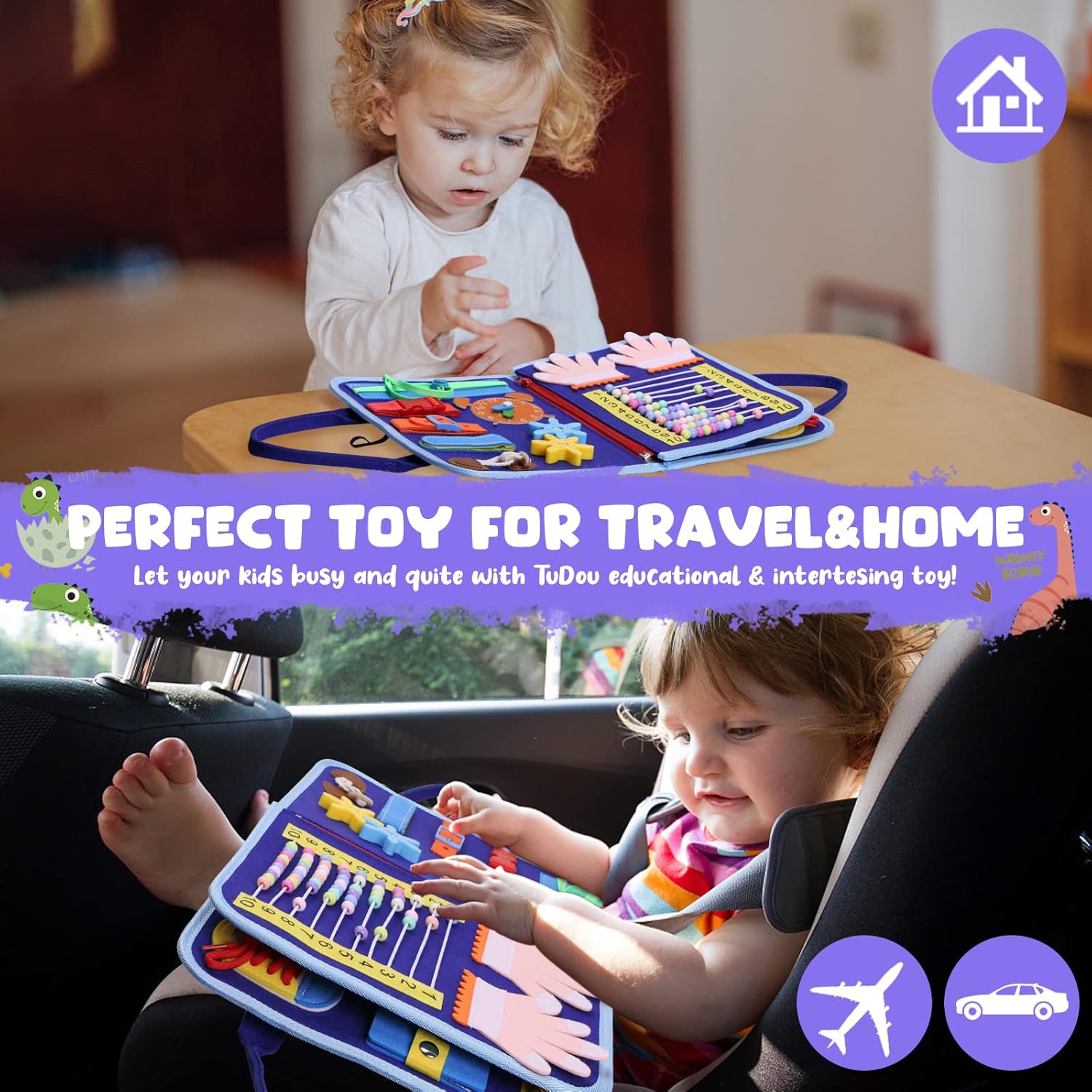 Detalle 1 de Montessori busy board sensory toy 18 activities