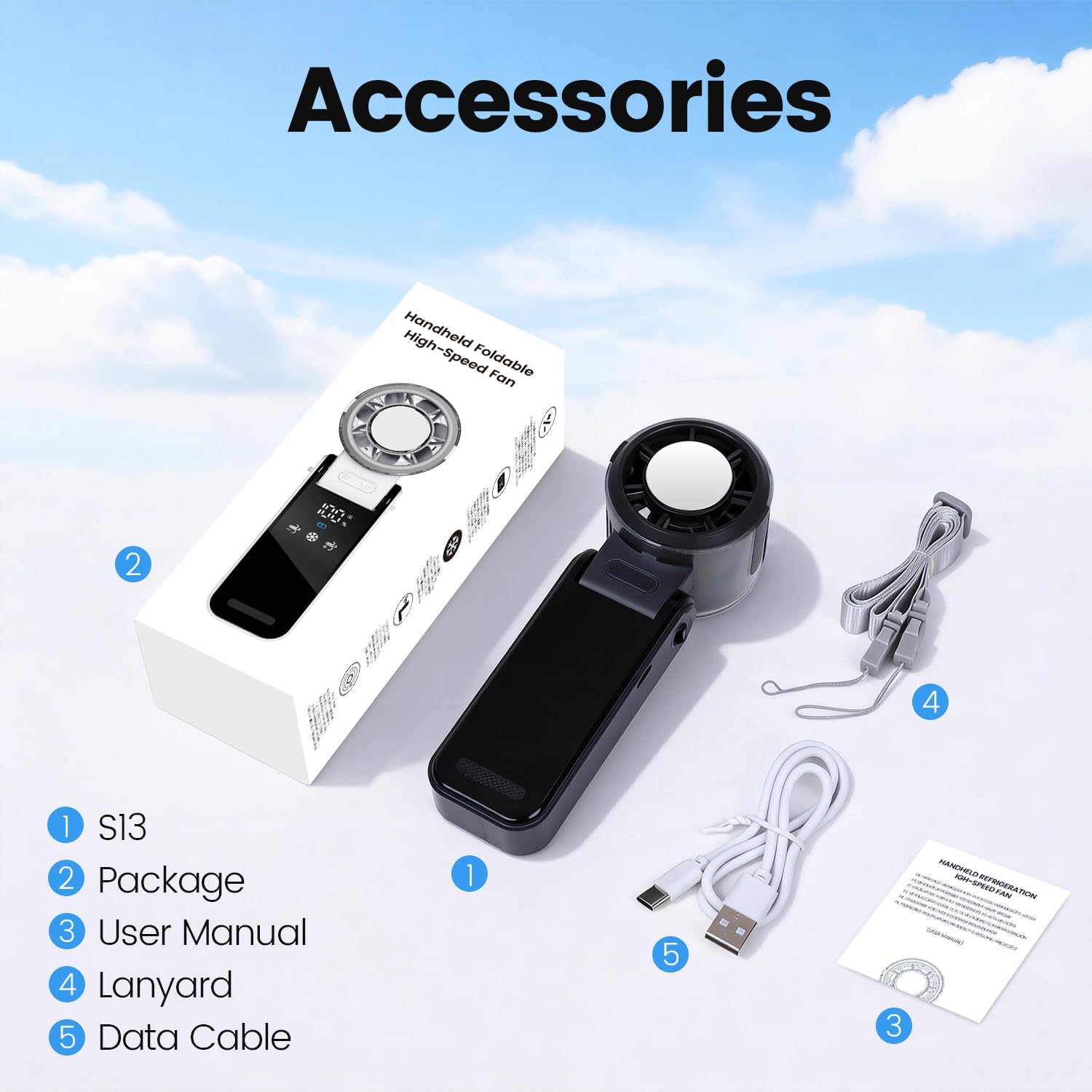 Thumbnail 6 de HappyGoo Portable Handheld Fan: 1–100 Speed, Turbo Airflow & 120° Foldable Desk Fan