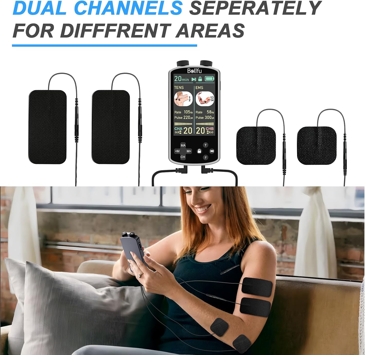 Detalle de Belifu TENS EMS Unit with 3.8-Inch Display