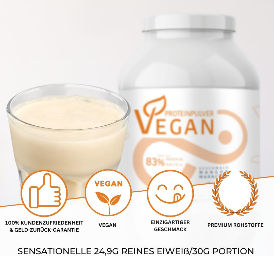 Thumbnail 1 de Mighty Elements veganes Protein Mango & Maracuja (1 kg) – 83% pflanzliches Eiweiß, glutenfrei & laktosefrei