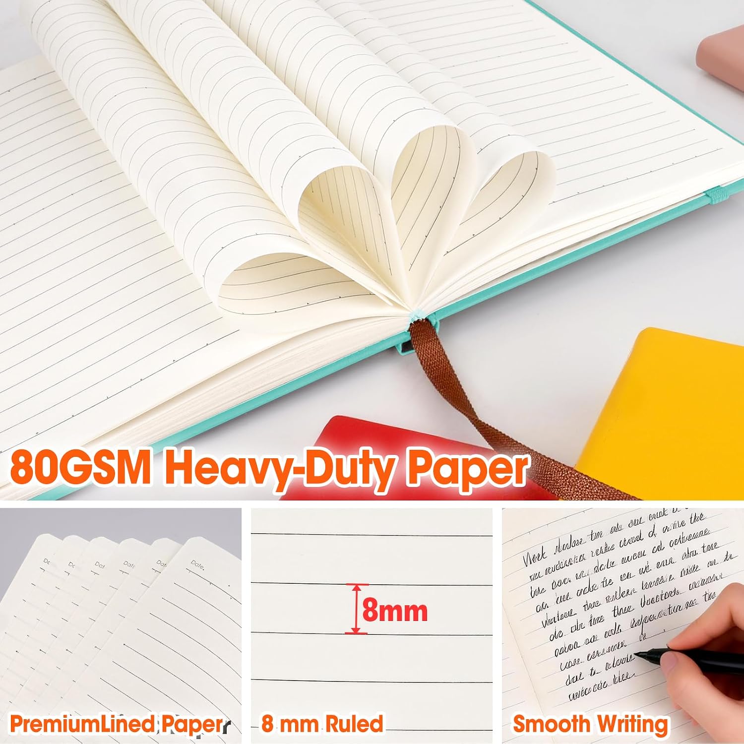 Detalle de BGUP 16-Pack A5 Hardcover Lined Notebooks, 136 Pages, 8 Colors