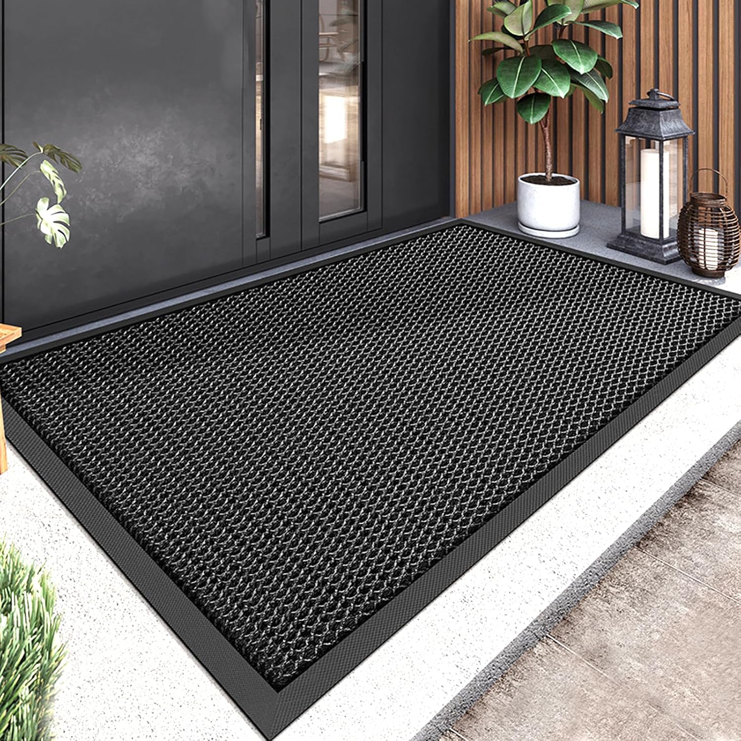 Detalle de Nicoman deurmat voor buiten 43 x 76 cm, zwart, antislip