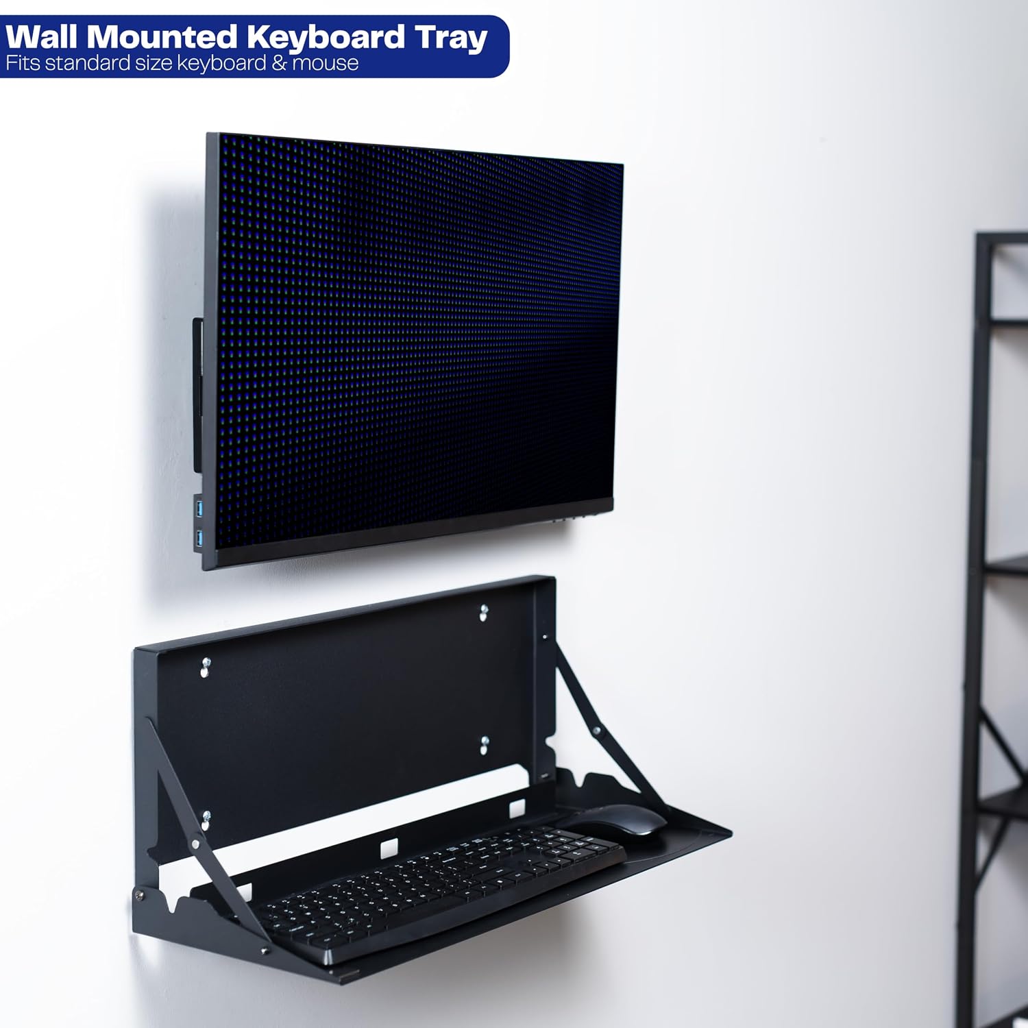 Detalle 2 de VIVO Mount-FDKB1 Wall-Mounted Keyboard Tray, Folding 24-Inch Platform with Mouse Pad