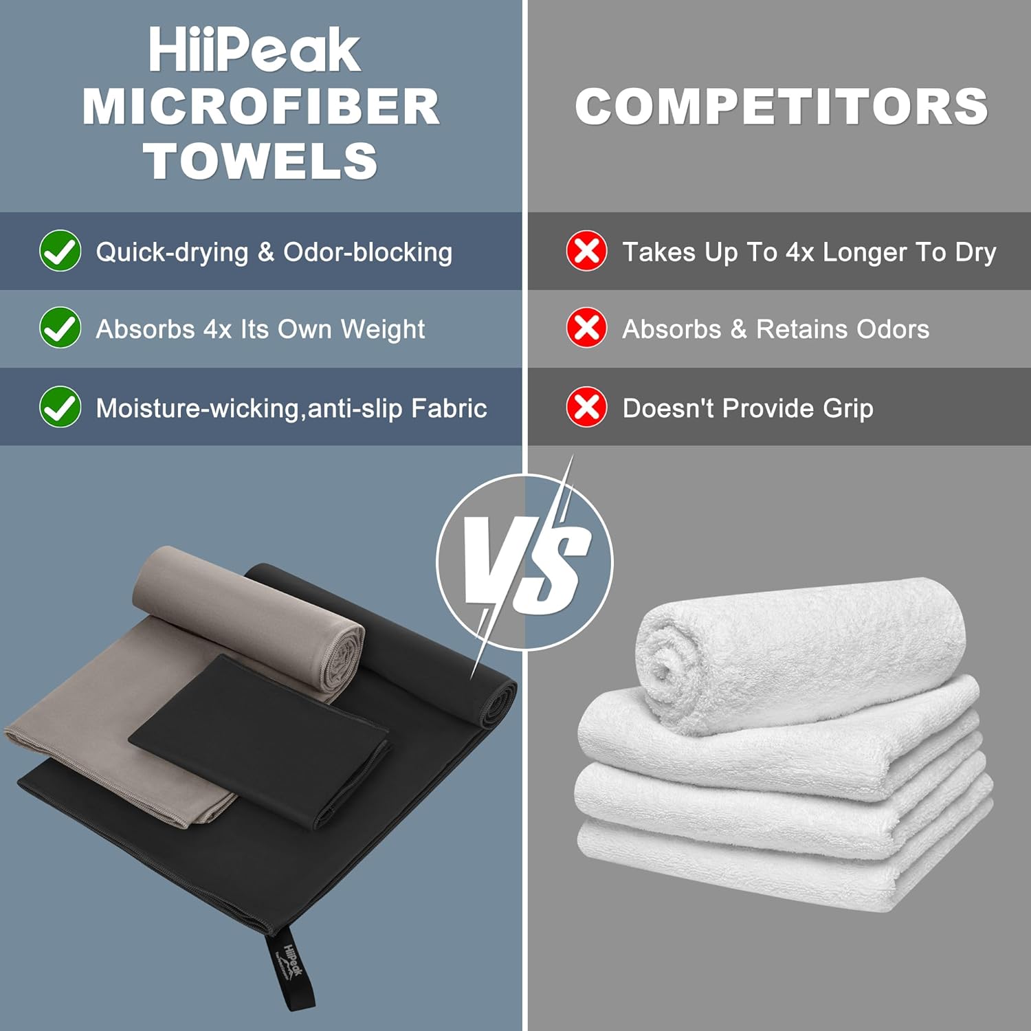 Thumbnail 4 de HiiPeak Microfibre Towel Compact Camping Gym Towel (Black, 1 Pack) 40cm x 80cm