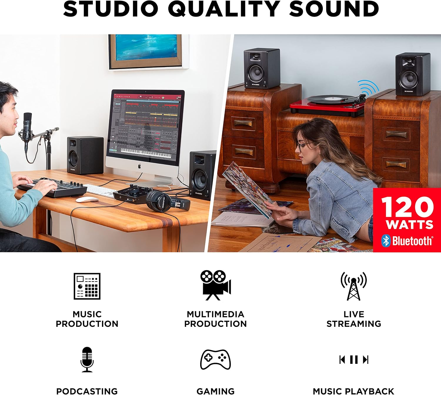 Detalle de M-AUDIO BX3BT 3.5-Inch Bluetooth Studio Monitor Speakers with Kevlar Woofers