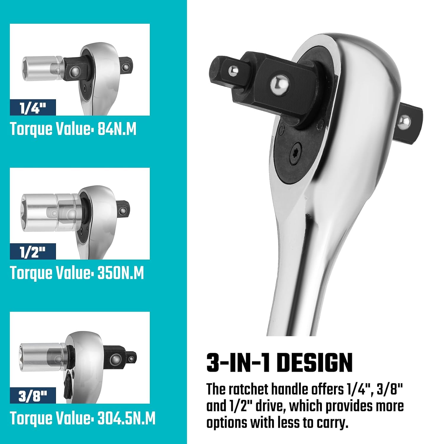 Detalle 2 de DURATECH Clé à cliquet 3‑en‑1 72 dents