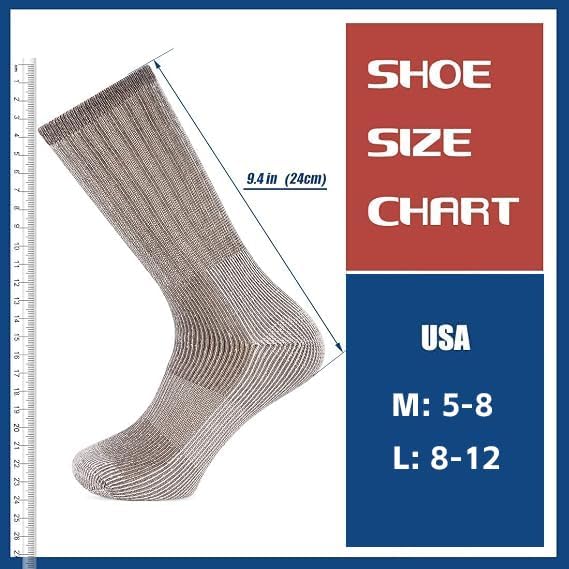 Detalle de Vihir Men's Thermal Merino Wool Hiking Calf Tube Socks, 3-Pack