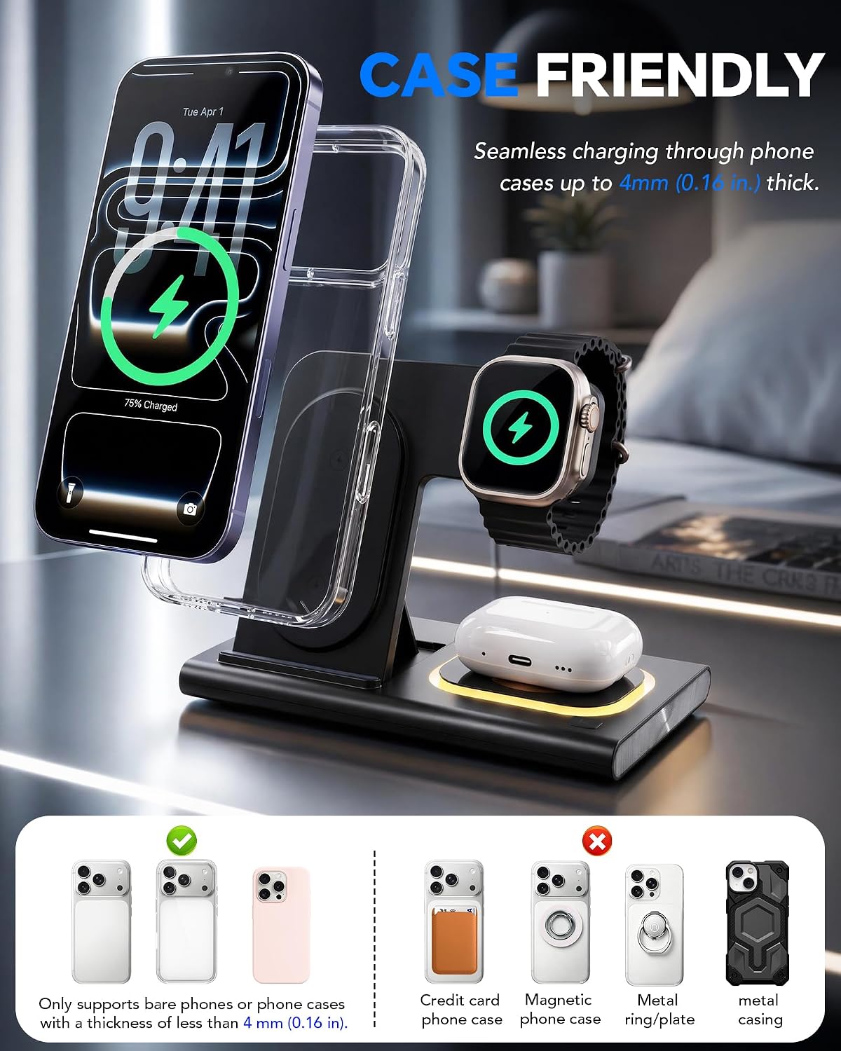 Thumbnail 4 de AIMTEL 3-in-1 Foldable Wireless Charging Station (iPhone, Apple Watch & AirPods)