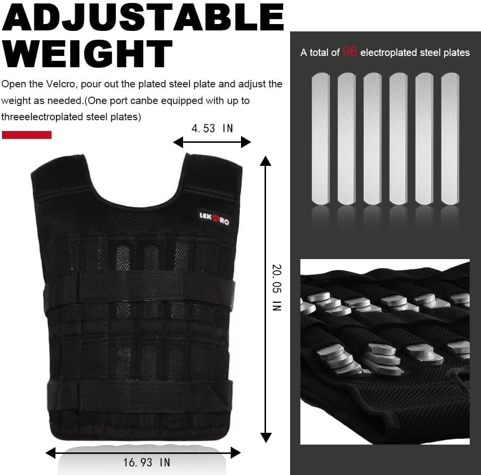 Thumbnail 1 de Adjustable Weighted Vest 44LB with 96 steel plates – weighted workout jacket for men and women