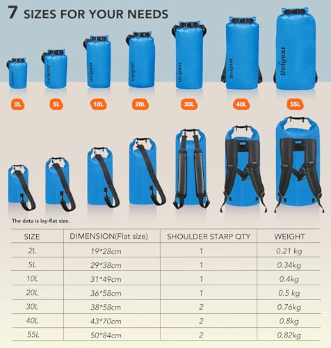 Detalle de Unigear Waterproof Dry Bag 2L-55L with Phone Pouch for Swimming Kayaking