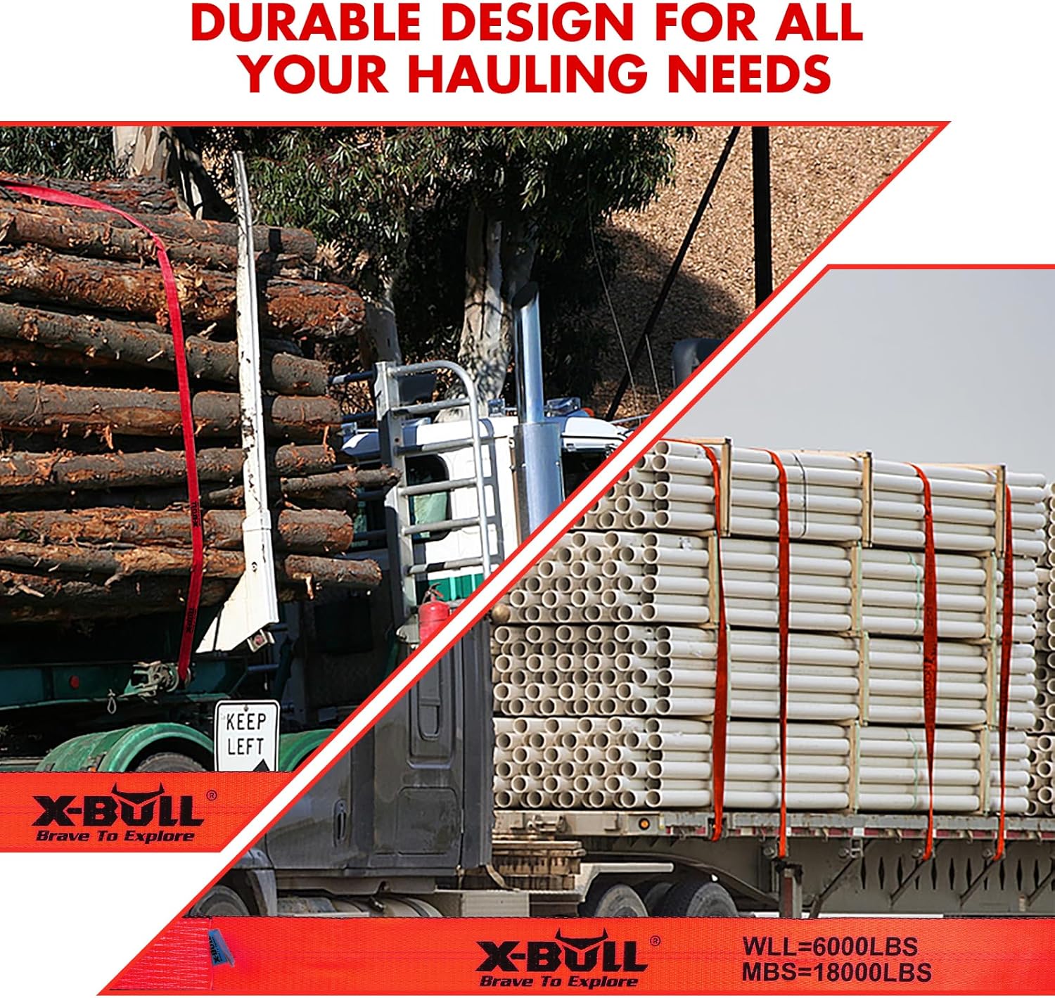 Thumbnail 4 de X-BULL 4" x 30' Winch Straps (10 Pack) — 18,000 lbs Break Strength, 6,000 lbs WLL