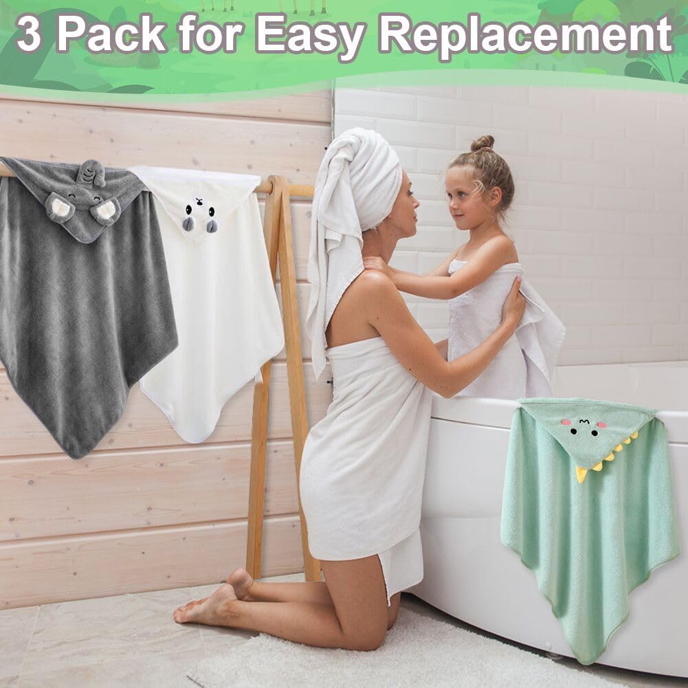 Thumbnail 4 de Abnaok 3 Pack Hooded Baby Towels (80x80cm) – Ultra Soft Newborn Towels with Animal Design