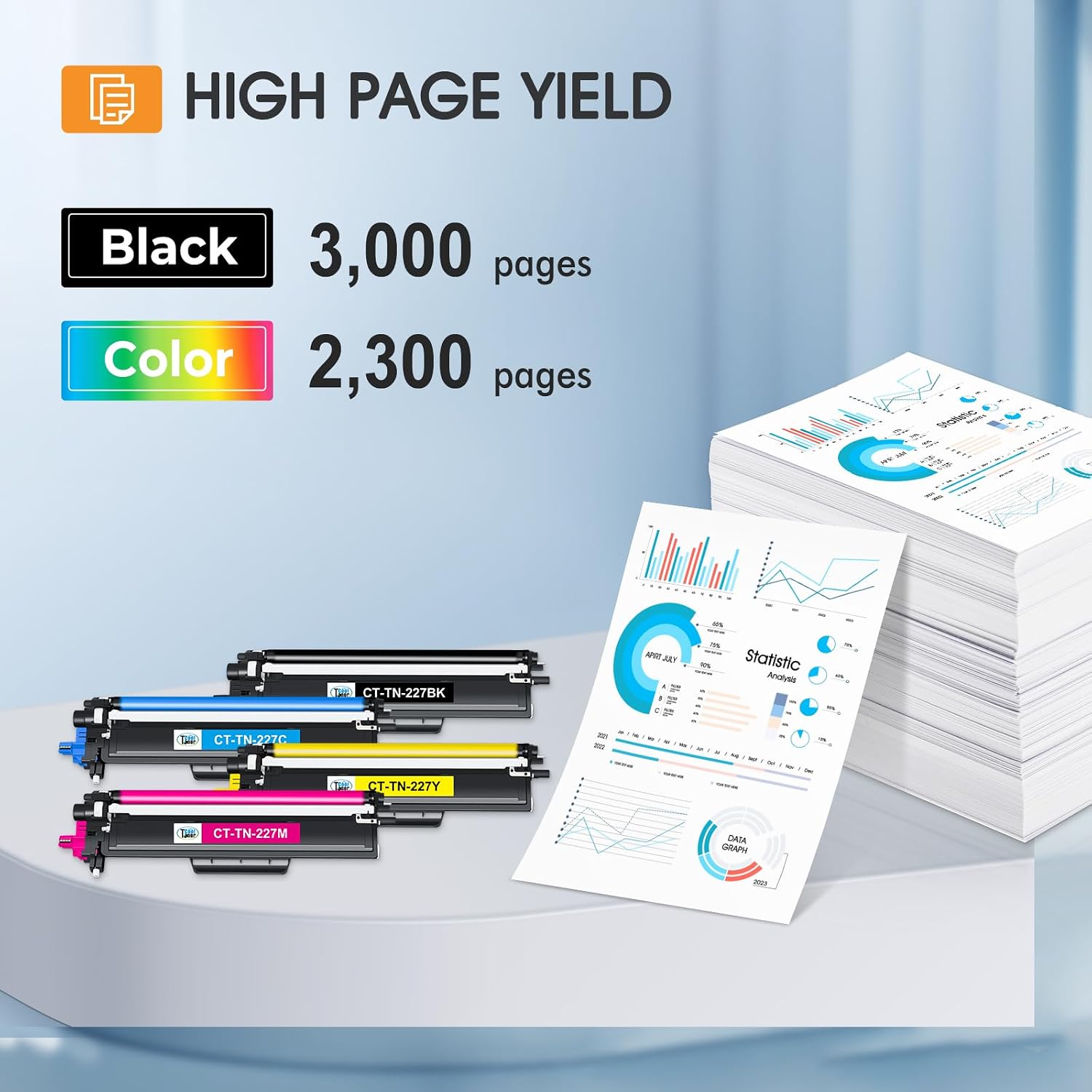 Detalle de Cool Toner TN227 Toner Cartridge 4-Pack, High-Yield 4-Color Set