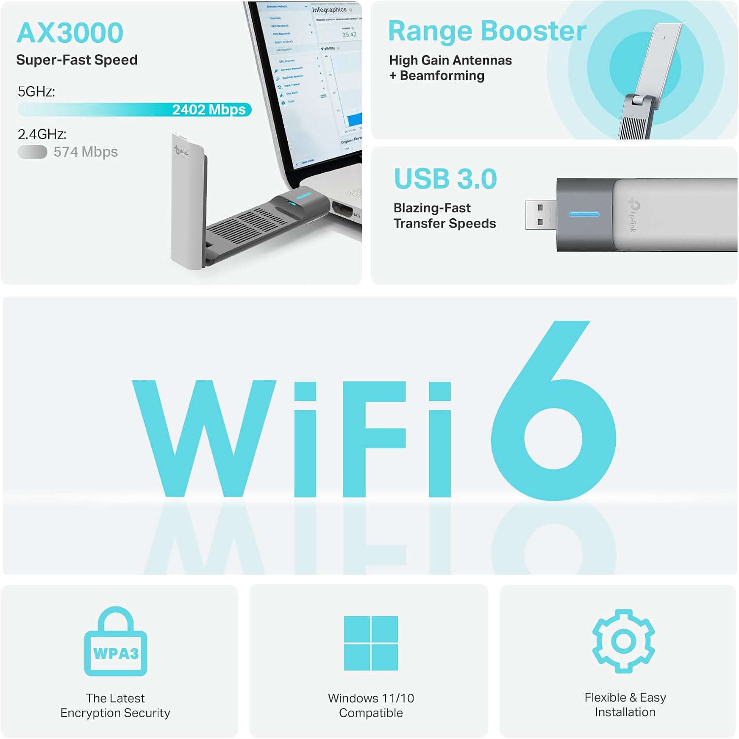 Detalle de TP-Link Archer TX50UH AX3000 WiFi dongle