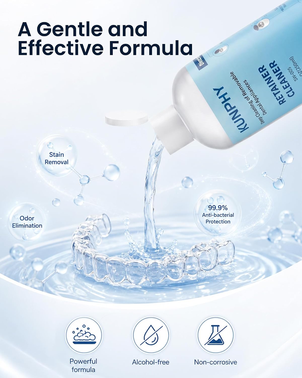 Detalle de kunphy SW-005 Ultrasonic Retainer Cleaner Solution, 8.5 oz