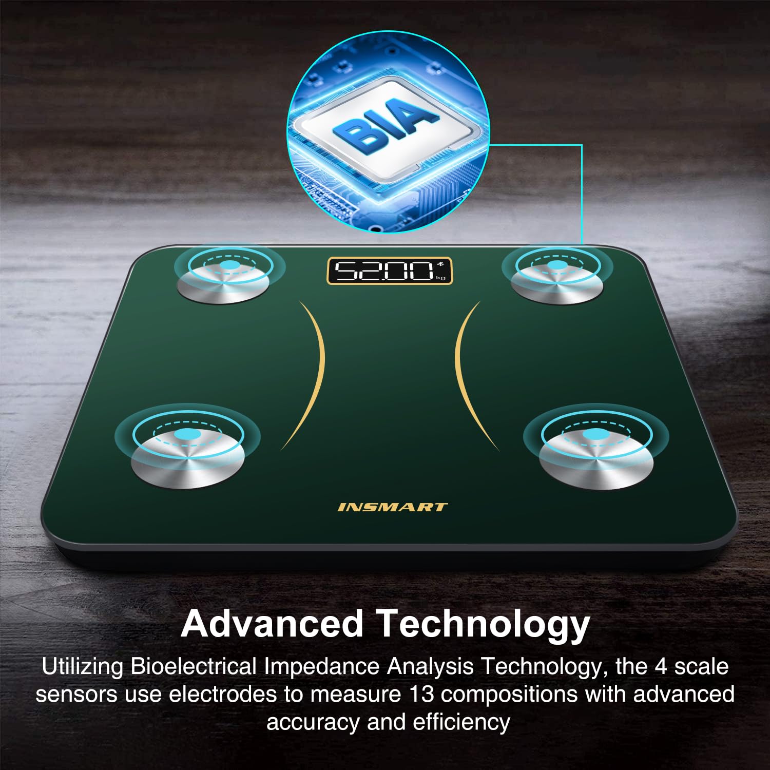Detalle de INSMART 260H-Green-AU Bluetooth Body Composition Scale, Green, 180 kg