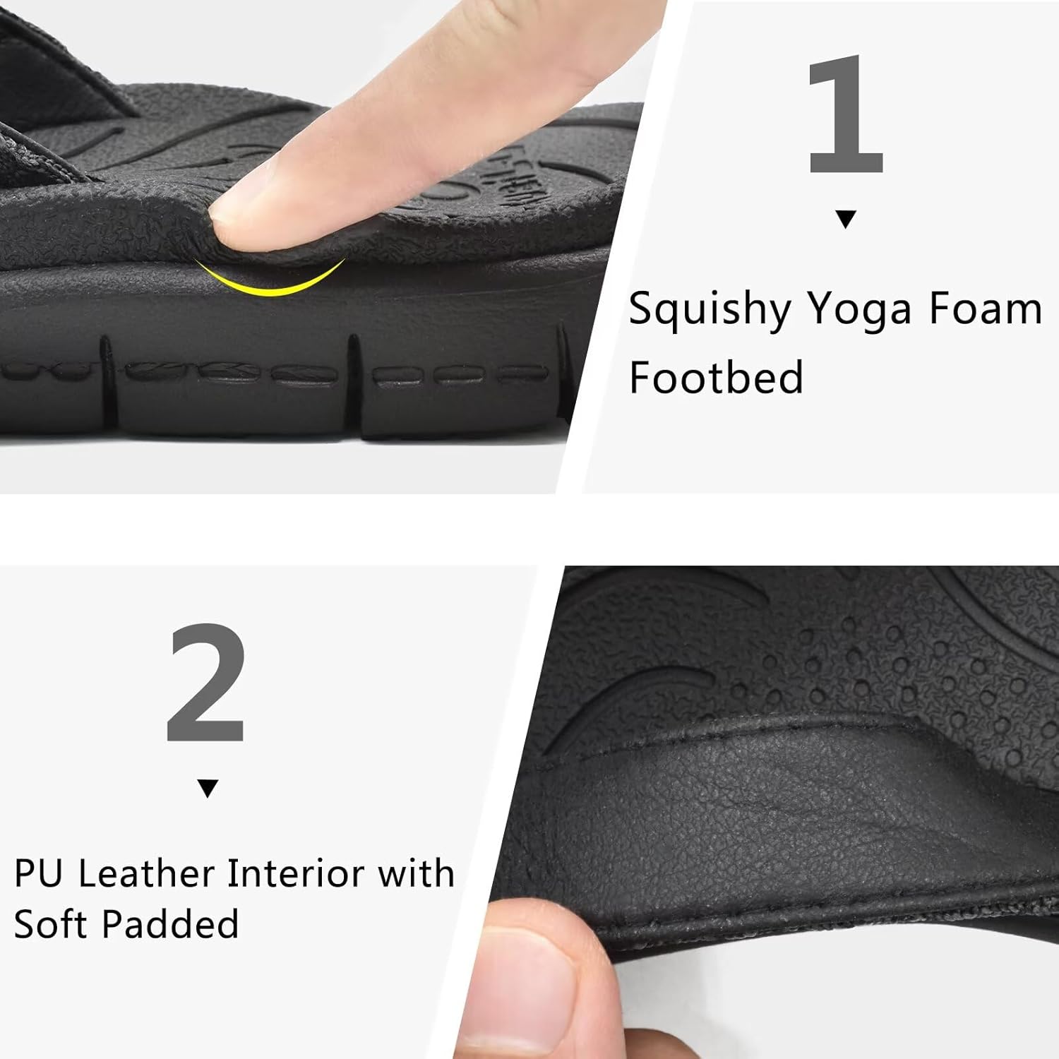 Thumbnail 4 de KuaiLu Flip Flops Damen – Weich Leder Stoff Badelatschen für Sommer, rutschfest und bequem