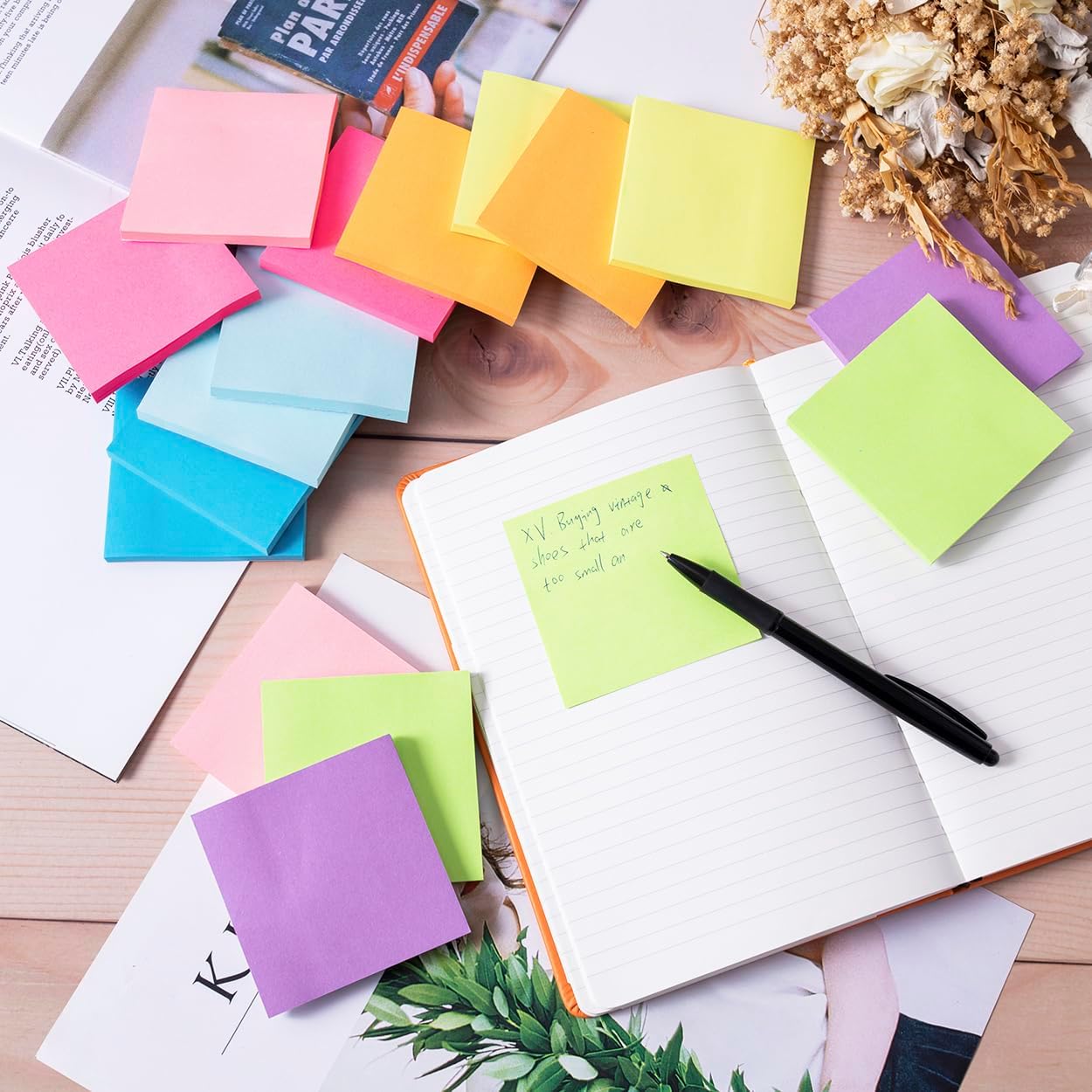 Thumbnail 3 de Wowivy 16 Pack Sticky Notes 3x3 in – Bright Colour Assortment, 880 Sheets Total