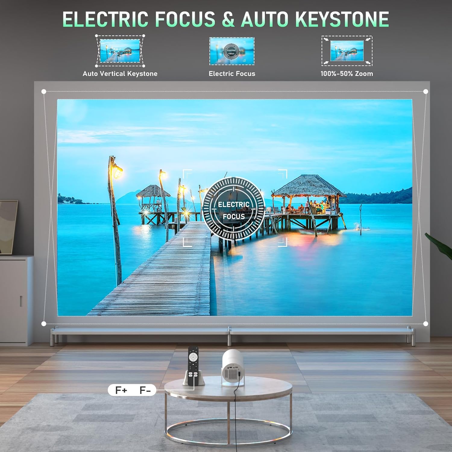 Thumbnail 4 de XuanPad Mini White Smart Projector with WiFi & Bluetooth (4K support, AI electric focus, Netflix)